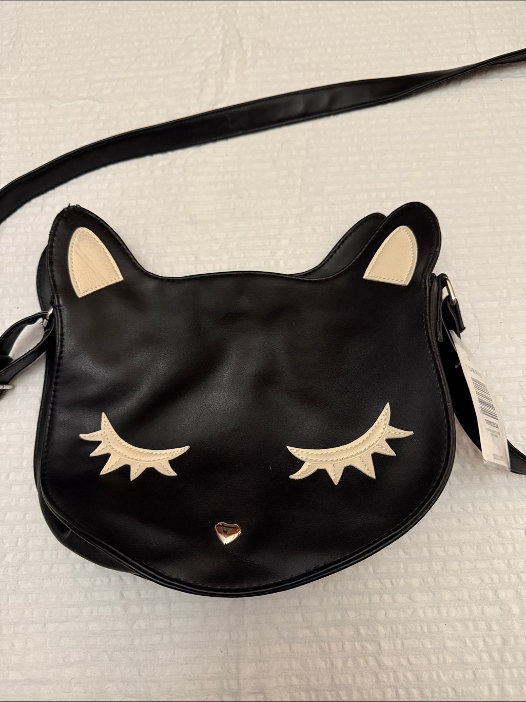 Torrid Black Cat Face Crossbody Bag With Cream Accents And Metal Nose